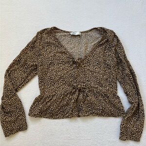 Hollister Brown Leopard Print Blouse